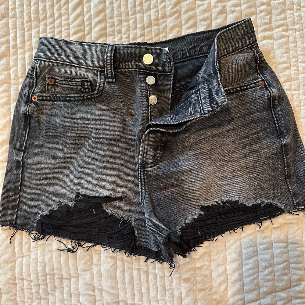 Cello Women's Faded Black Distressed Denim Shorts